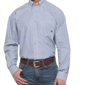 Bugatchi Uomo Shirt Adult Sz  M Classic Fit Blue White Button Up Casual Cotton